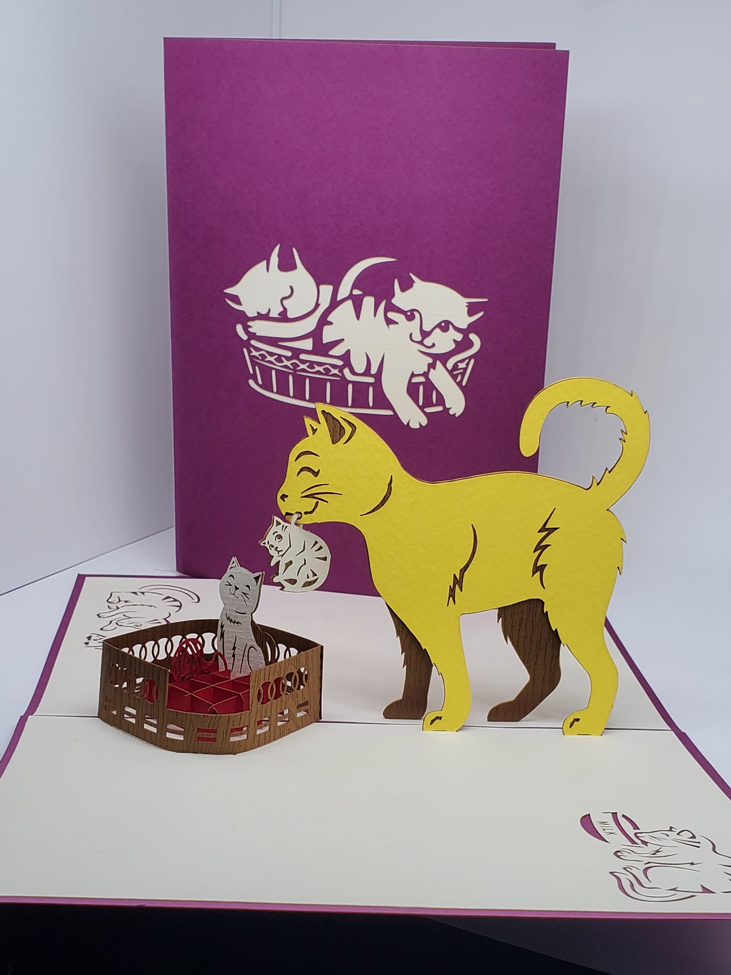 Mother Cat and Kittens 3D Pop Up Card