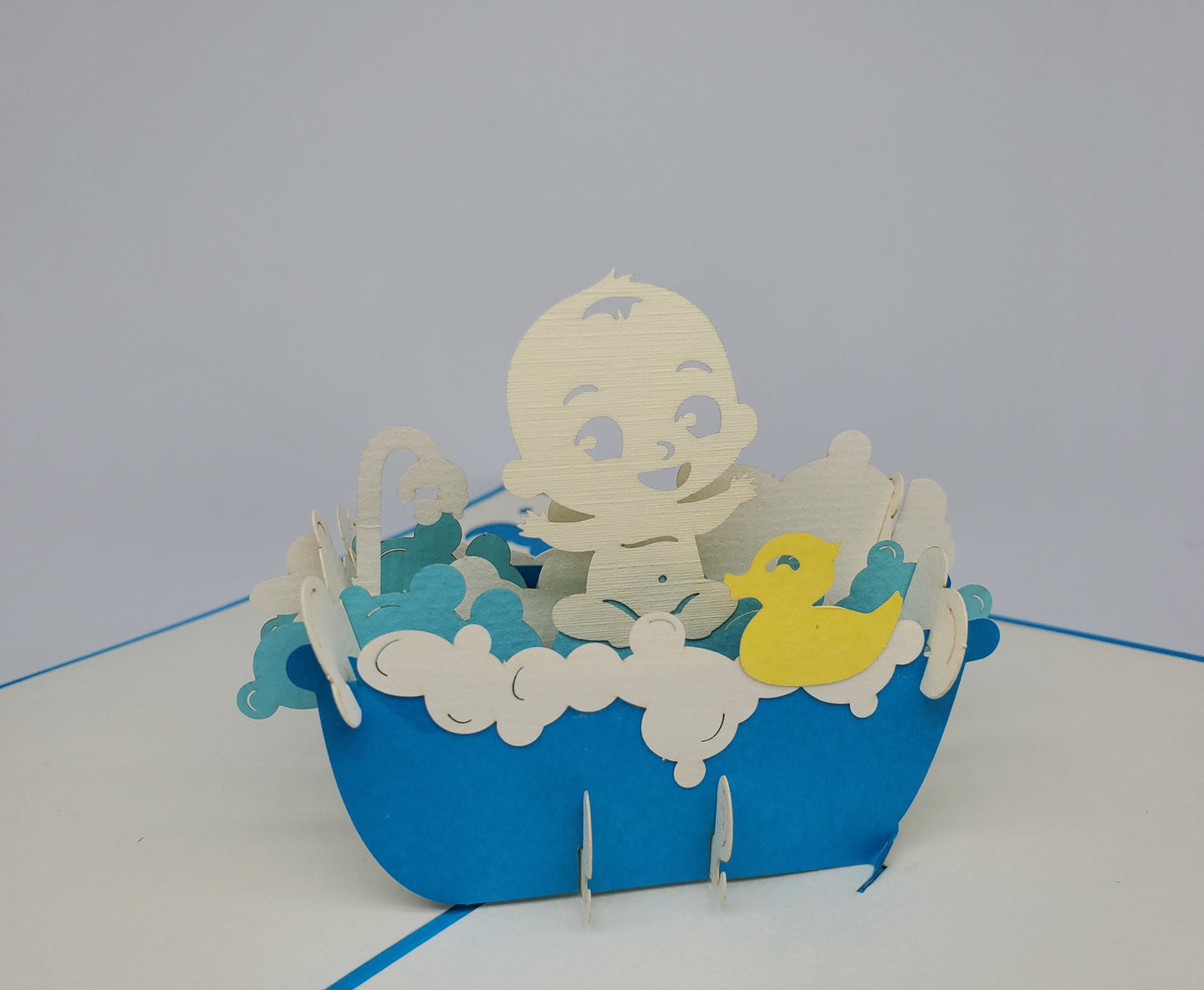 Baby Boy Bathtime Shower 3D Pop Up Card