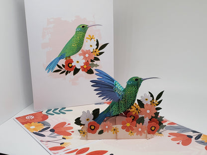 Hummingbird on Flower 3D Pop Up Card