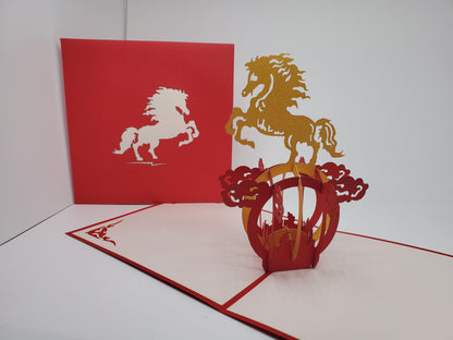 Yellow Horse 3D Pop Up Card
