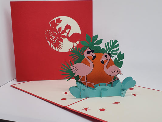 Flamingos 3D Pop Up Card 