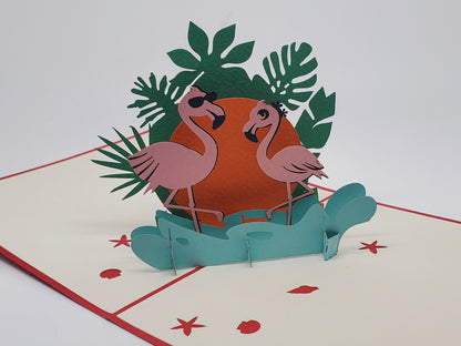 Flamingos 3D Pop Up Card 