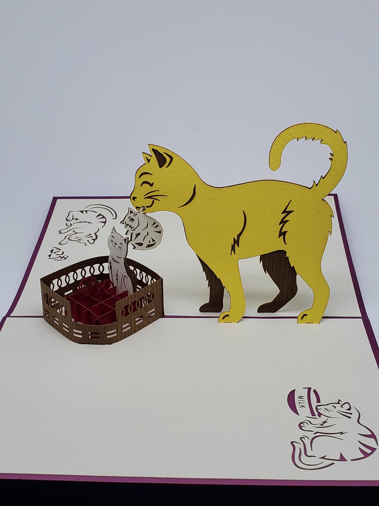Mother Cat and Kittens 3D Pop Up Card