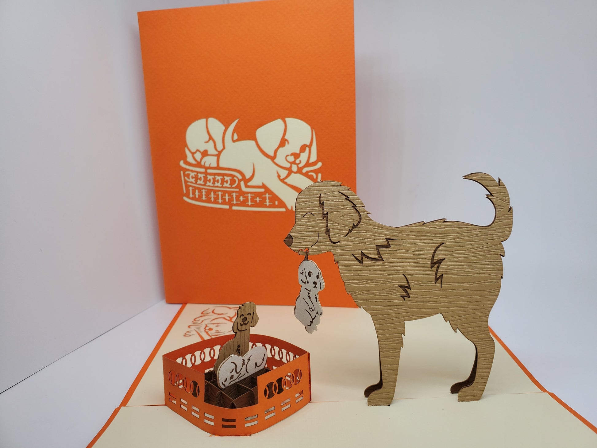 Mother Dog and Puppies 3D Pop Up Card