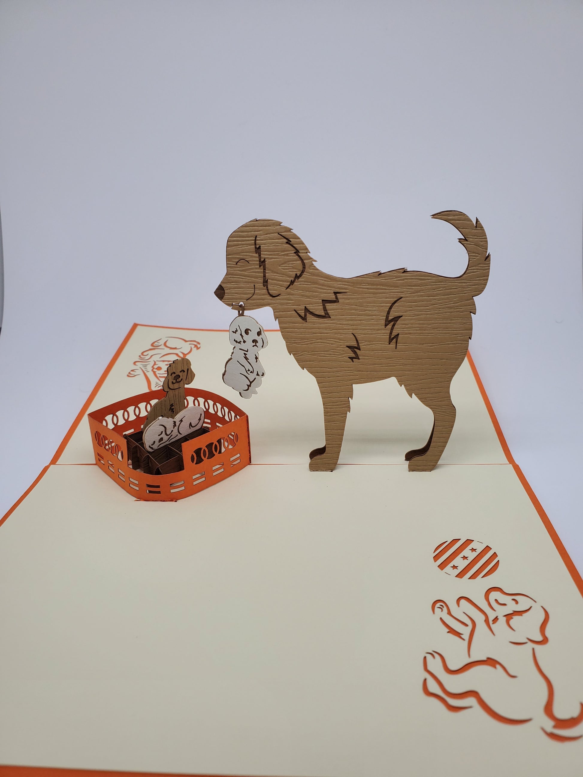 Mother Dog and Puppies 3D Pop Up Card