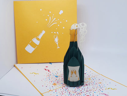 Champagne Bottle 3D Pop Up Card