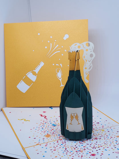 Champagne Bottle 3D Pop Up Card