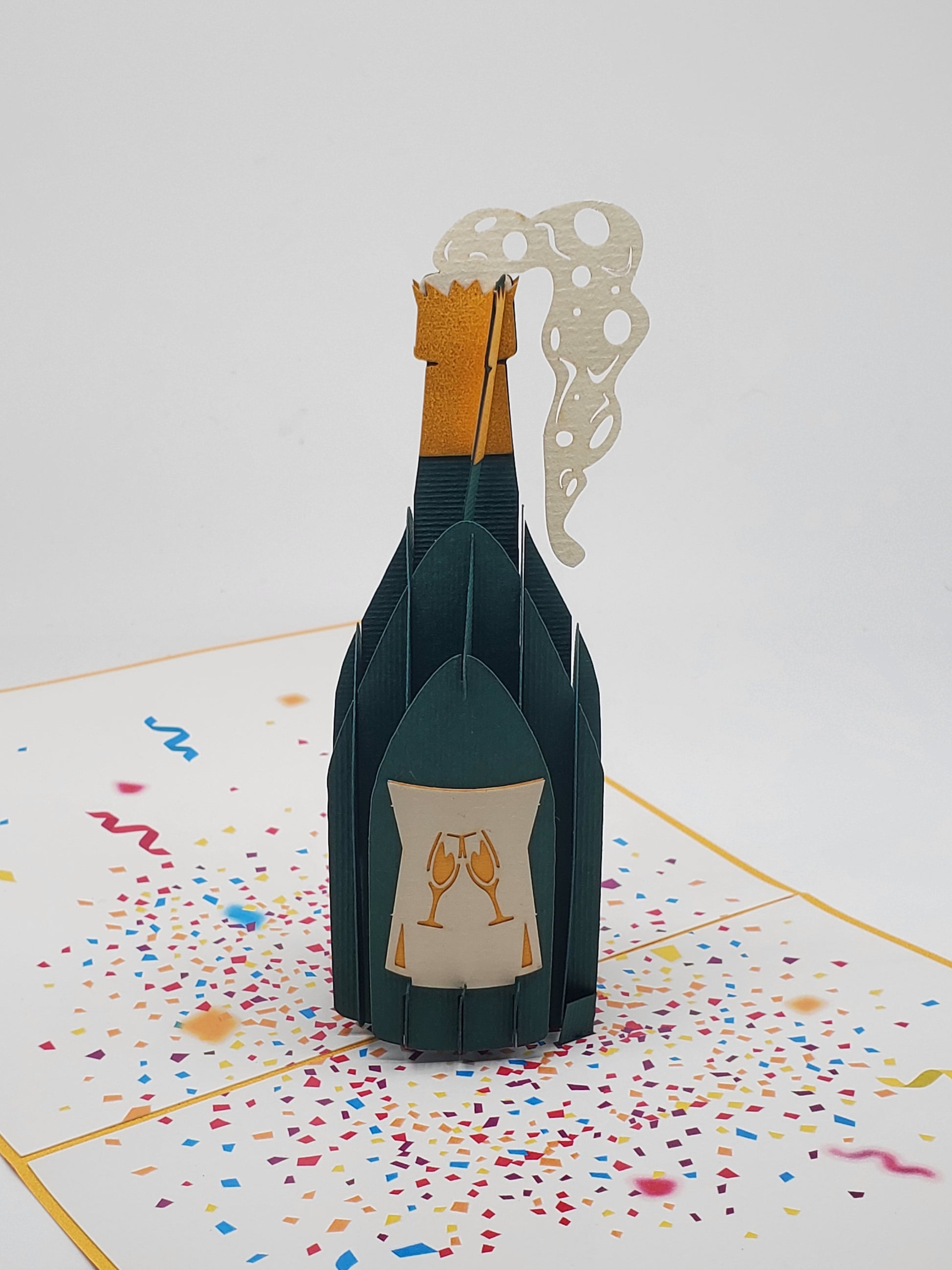 Champagne Bottle 3D Pop Up Card